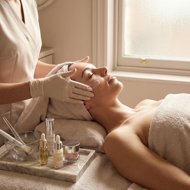 Luxusní kosmetické produkty — krémy, růže a jade roller